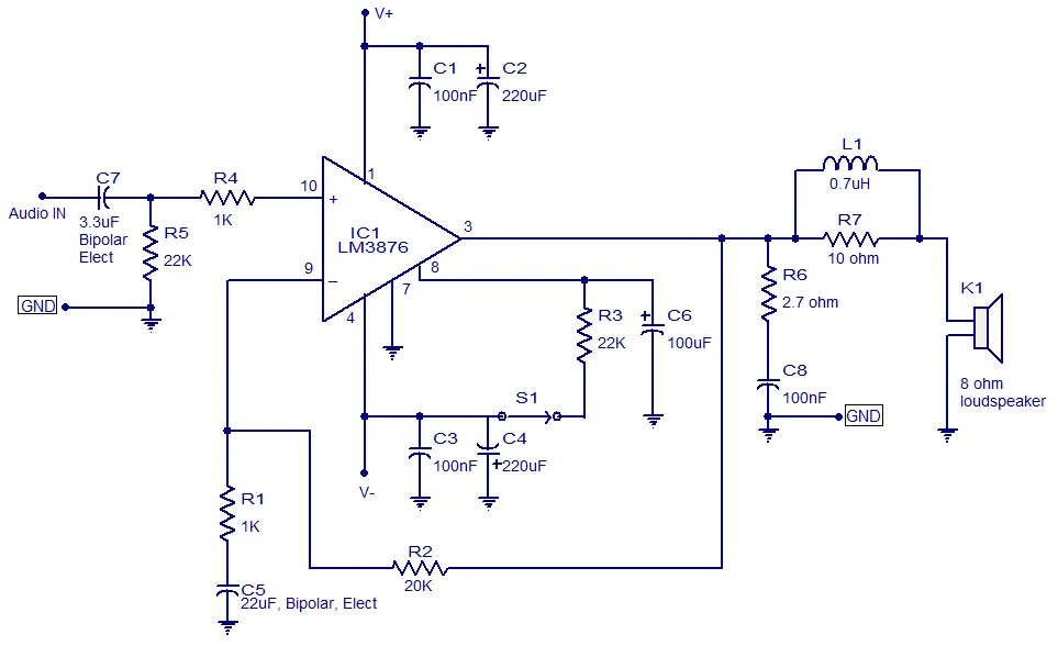 Free Wiring Diagram: 50 Watt Amplifier Circuit
