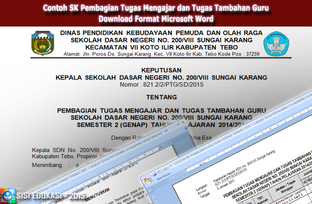 Contoh SK Pembagian Tugas Mengajar dan Tugas Tambahan Guru Download Format Microsoft Word Contoh SK Pembagian Tugas Mengajar dan Tugas Tambahan Guru Download Format Microsoft Word