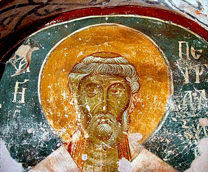 Фреска Петра Александрийского в церкви Спаса на Нередице под Новгородом. XII век