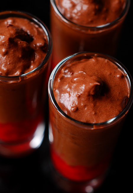 dark chocolate and raspberry mousse