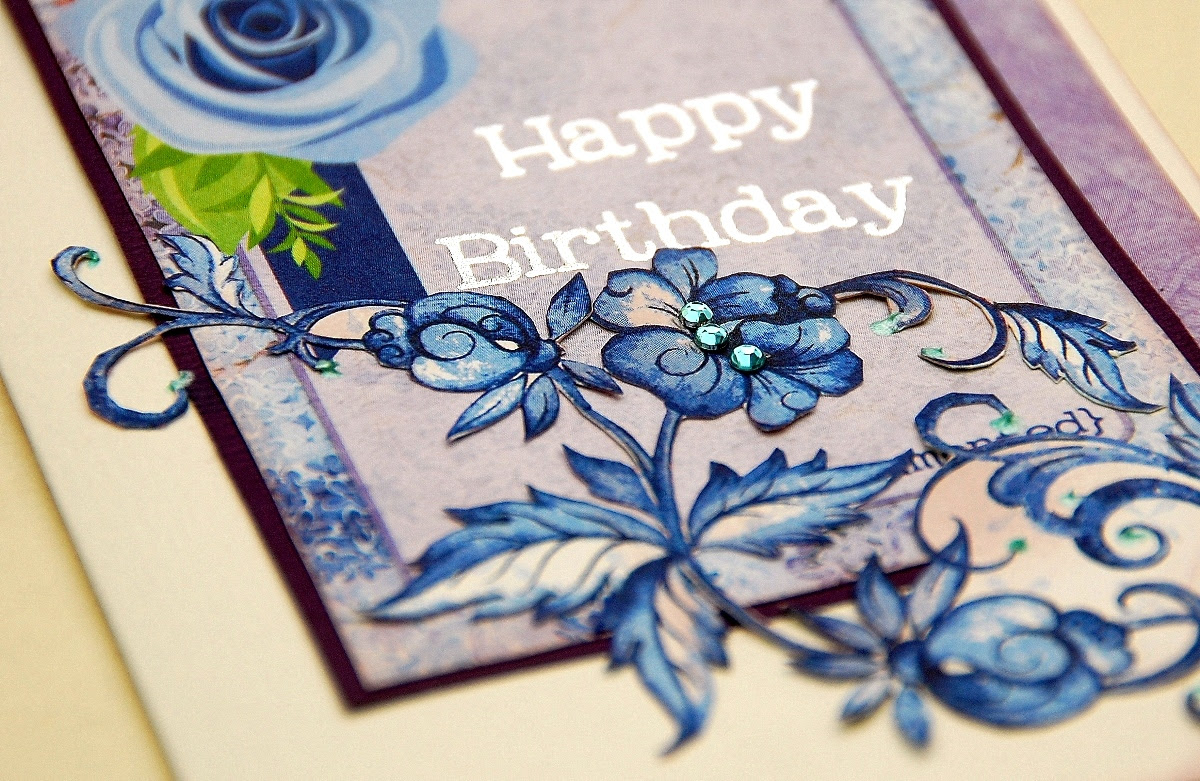 Purple Birthday Cards by Irene Tan using BoBunny Secret Garden Collection