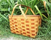 25% SUMMER SALE vintage woven wood picnic basket
