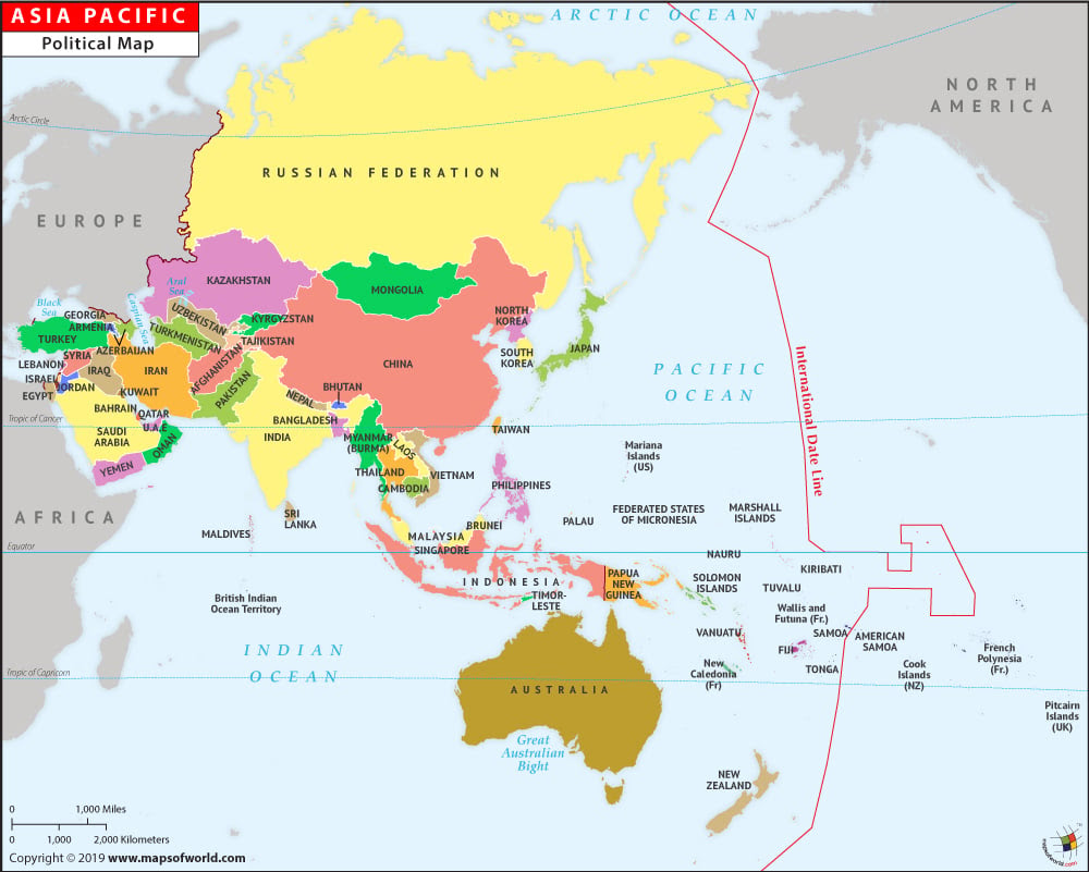Asia Pacific Map With Country Names 
