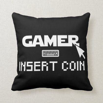 Gamer insert coin throw pillow