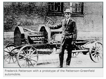 Frederick Patterson with a prototype of the Patterson-Greenfield automobile.