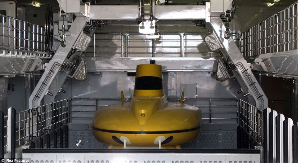 Yellow Submarine: The rear deck of the 413ft yacht holds a submarine which can be taken out for two weeks at a time - something which may come in handy if the London transport network gets too crowded for Mr Allen
