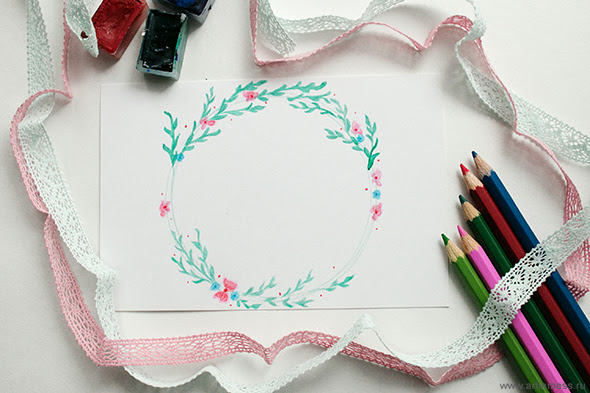 Акварельный весенний венок / Watercolor Spring Wreath