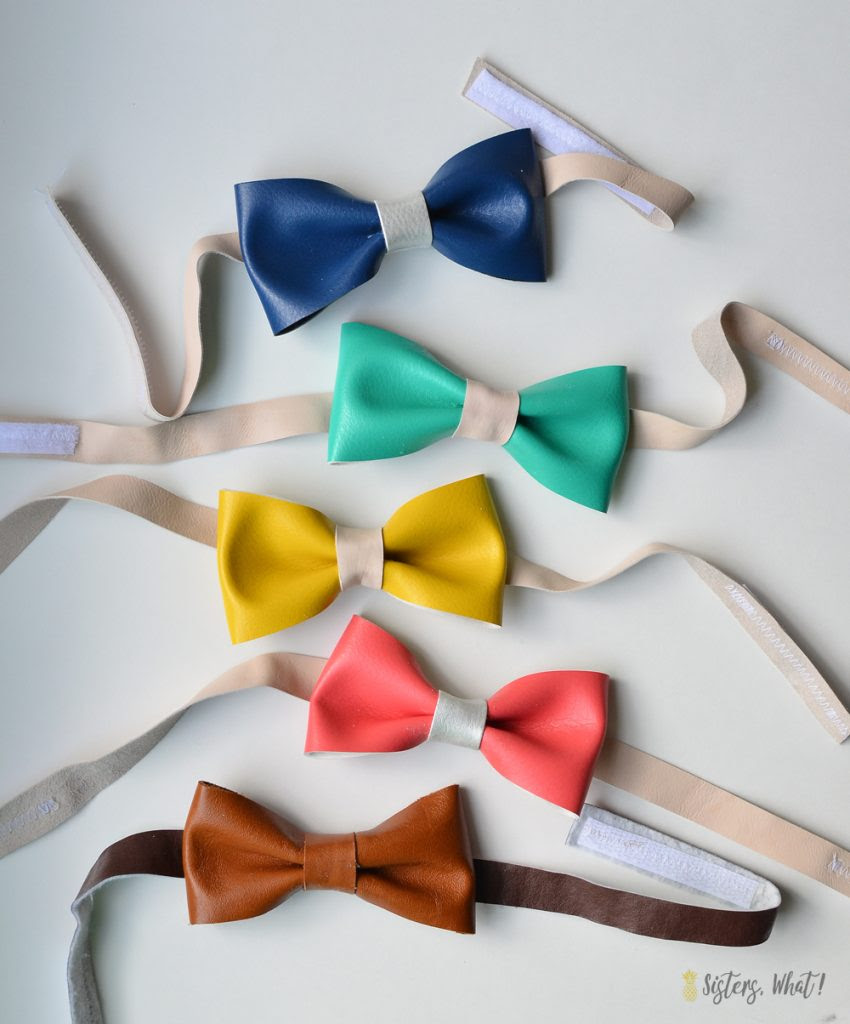 easy fake bowtie for boys using colorful faux leather