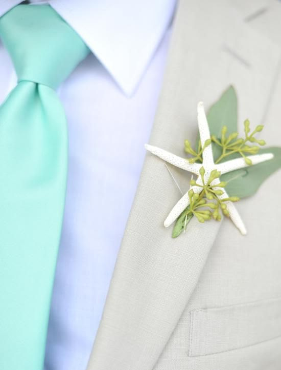 http://www.pinterest.com/pin/58828338856986936/ Starfish Boutonniere