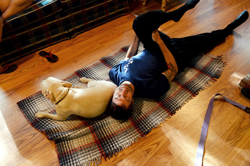 Mike Stretching with Barley