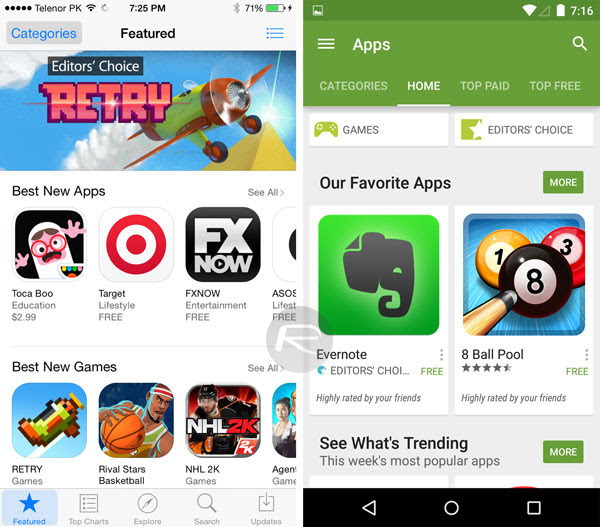 AndroidLollipop-vs-iOS-14 Tienda de aplicaciones