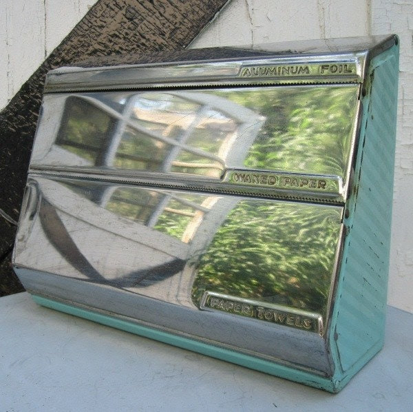 Vintage Turquoise and Chrome Paper Towel Holder