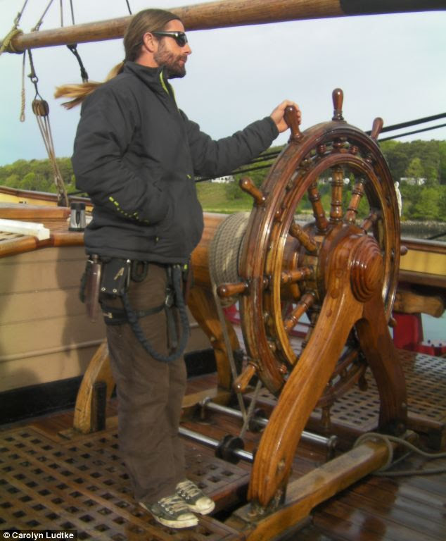Crew: Chief mate John Svendsen at the helm of the Bounty in 2010. He was second in command on the Bounty and known for his calm authority