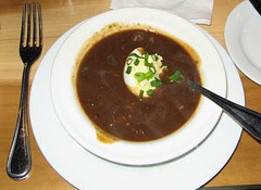 Crab gumbo with a deviled egg