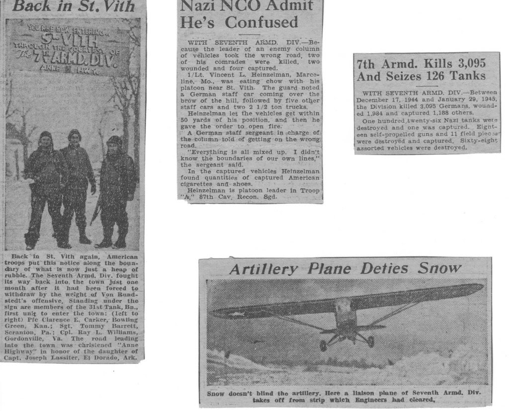 World War 2 WWII WW2 World War II 7th armored division st vith battle of the bulge 1945 newspaper