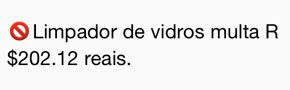 Mensagem sobre limpador de vidro (Foto: Reprodução)