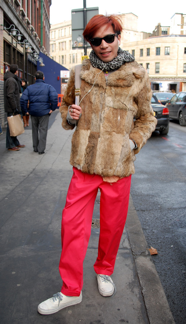 red trousers with white stripe