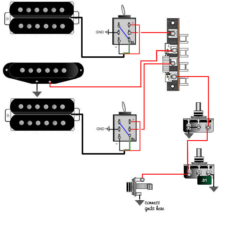 Guitar Wiring Diagrams 3 Pickups 1 Volume 1 Tone - Guitar