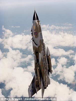 A Tornado GR4 is pictured on a test flight at RAF Coningsby