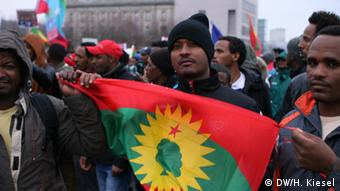 a group of Oromo activists demonstrating in Berlin