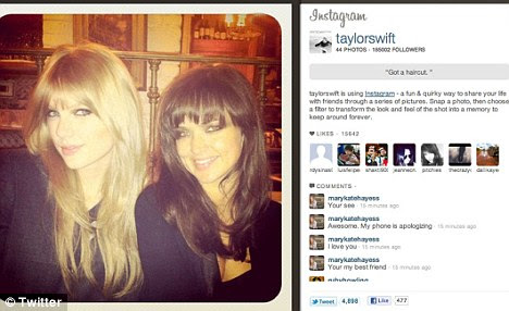 Curto e doce: Swift twittou 'Got a haircut "ontem junto com essa imagem