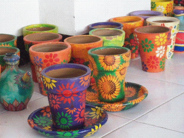 Mewarnai Pot Bunga Tanah Liat Gambar Putih