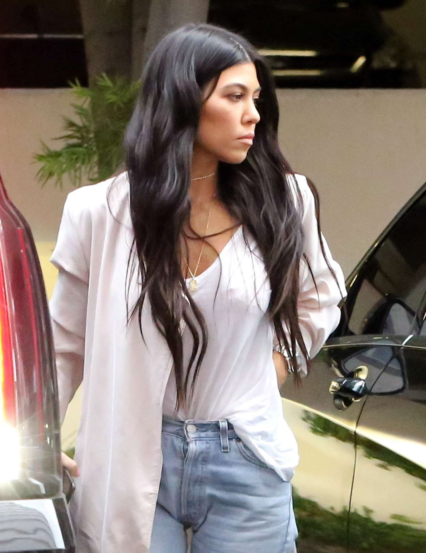Kourtney Kardashian in Ripped Jeans out in Calabasas
