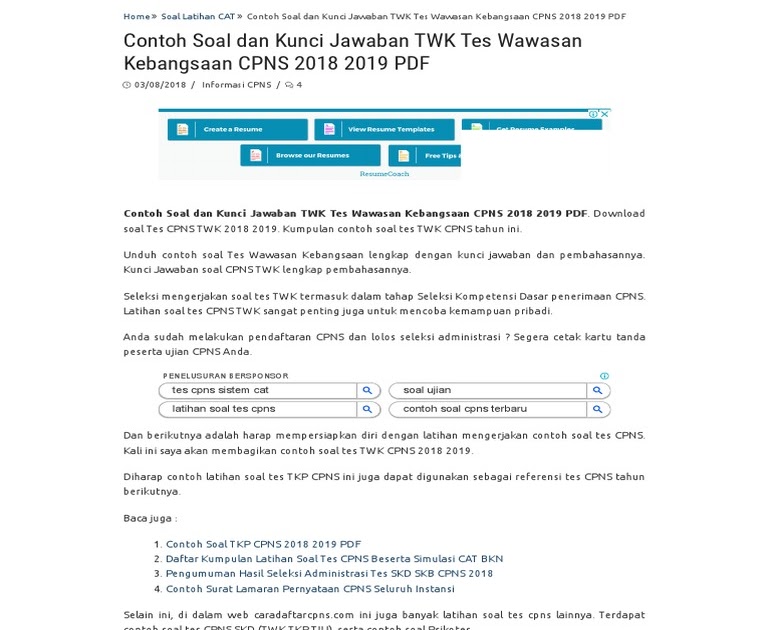 View Contoh Soal Cpns Sscn 2018 Pdf Dan Kunci Jawaban PNG