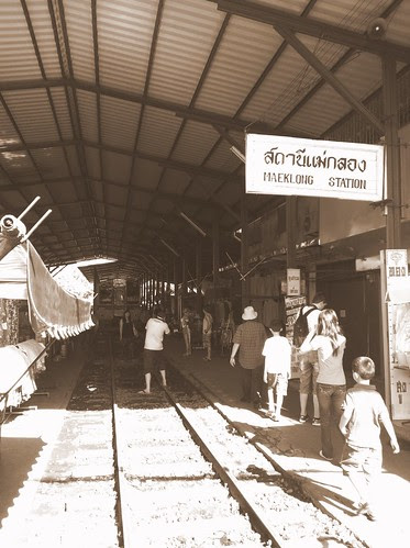 Maeklong railway market, Bangkok Thailand