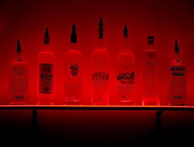 46" Wall Mount LED Lighted Bottle Shelf, 3' 10" LIquor shelves