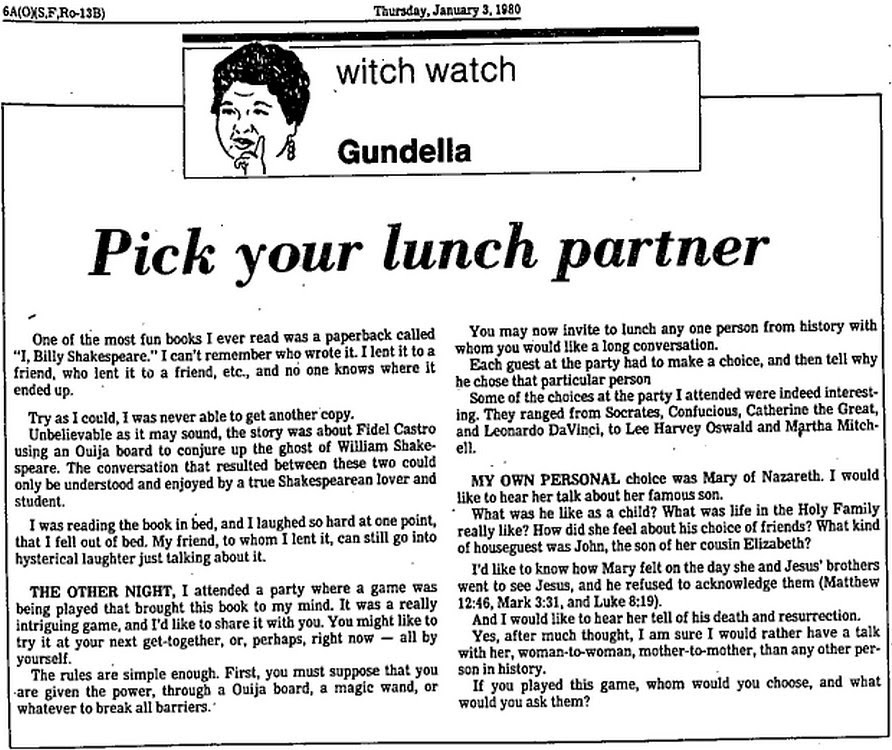 Witch Watch: Pick your lunch partner