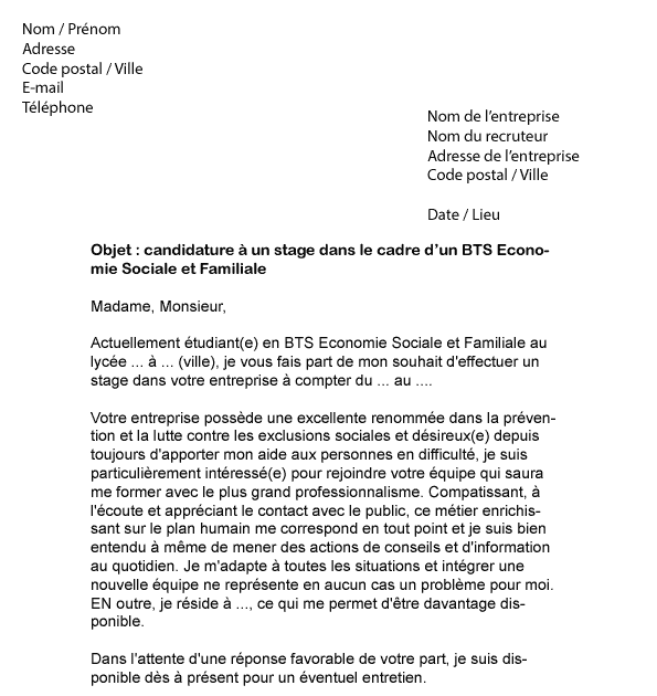 Lettre De Motivation Stage 3eme Assistant Social