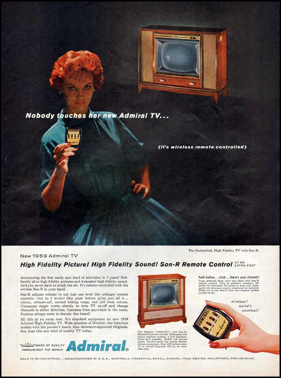 ADMIRAL TELEVISIONS WITH SON-R REMOTE CONTROL
LIFE
09/15/1958