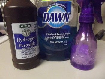 Will take the stains out of almost ANYTHING...even if it is an old one. REALLY WORKS!! 2 part hydrogen peroxide to 1 part Dawn ( original blue)