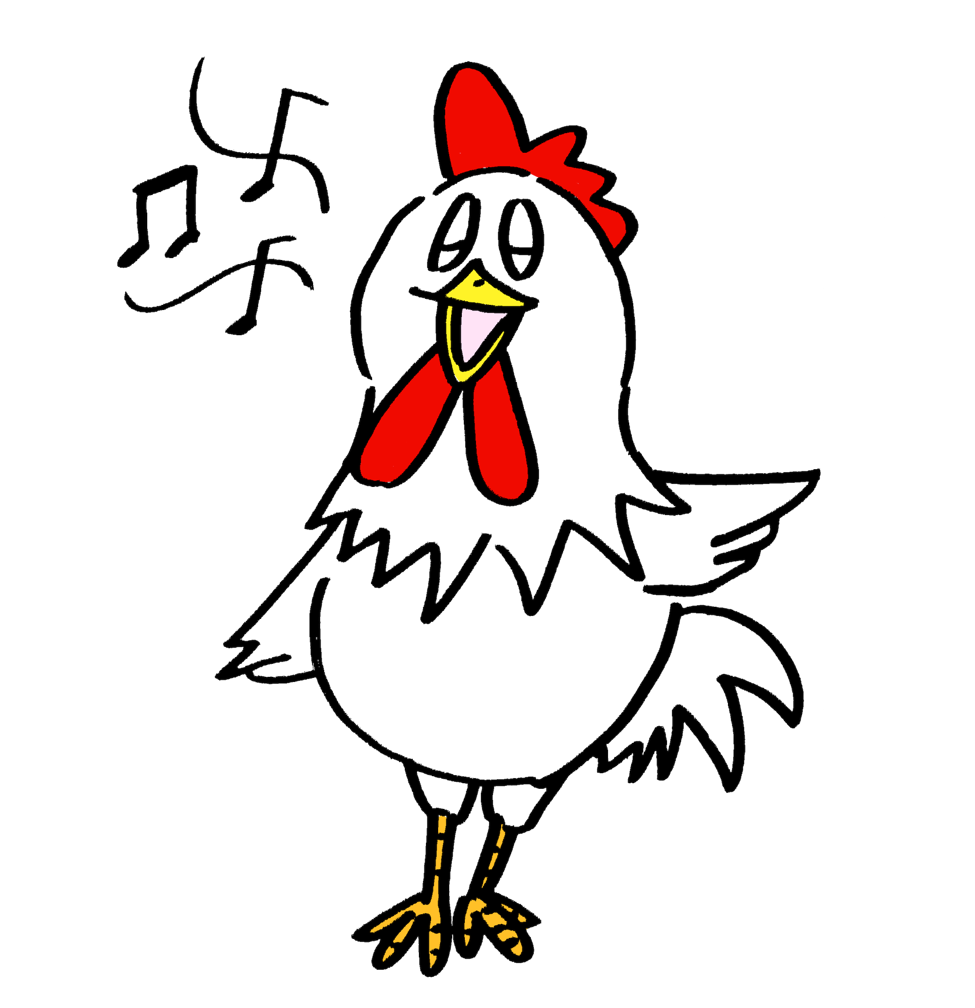 楽しく歌う可愛いニワトリ鶏 無料年賀状素材干支酉年 無料イラスト配布サイトマンガトップ