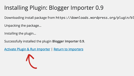 Activate and run blogger importer