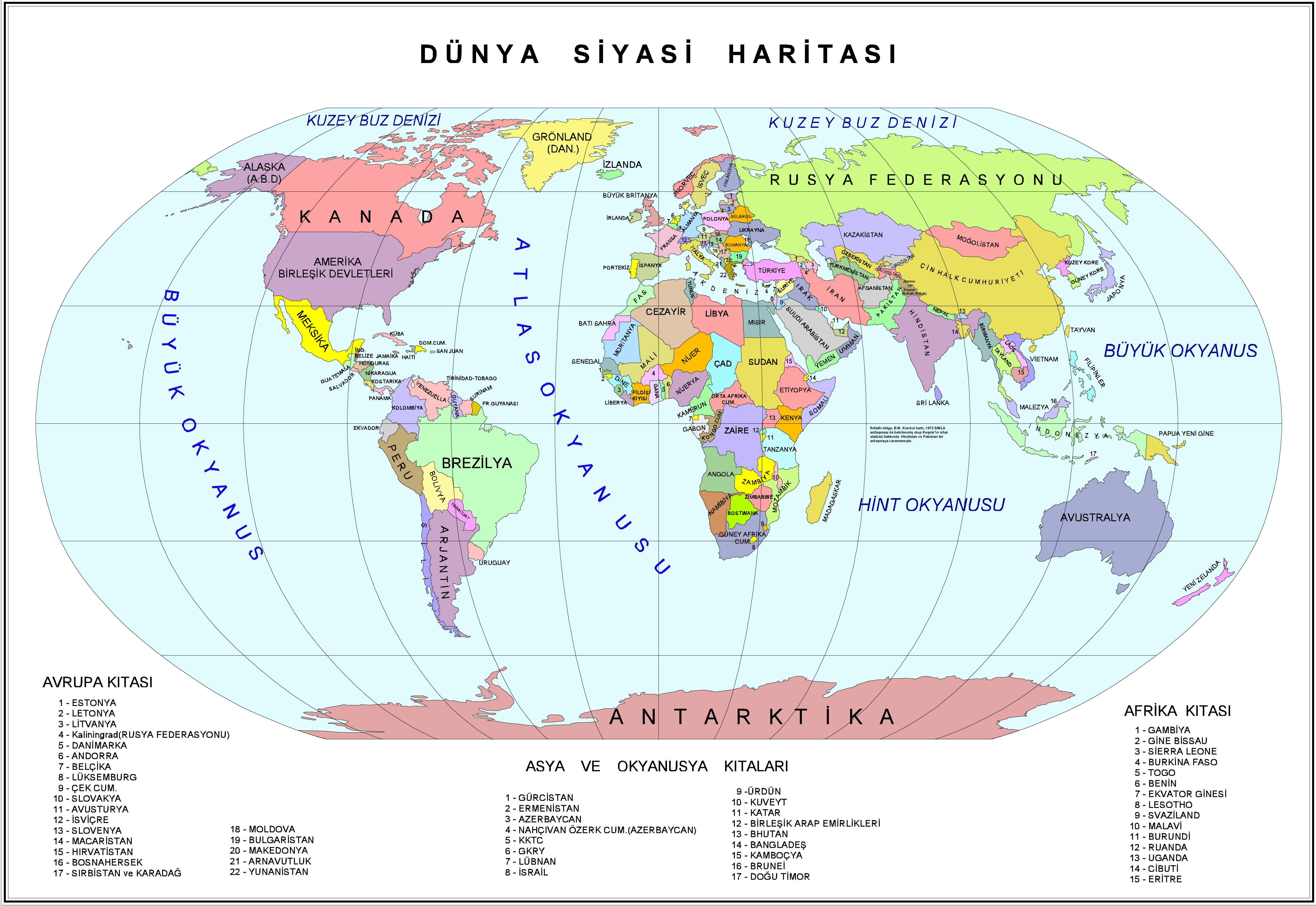 Dünya Haritası ~ World Map , Map Of World, All Countries Map 077