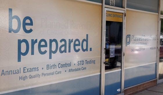 The entrance to a Planned Parenthood Clinic is seen here in Oklahoma City on July 24, 2015. (Associated Press) **FILE**