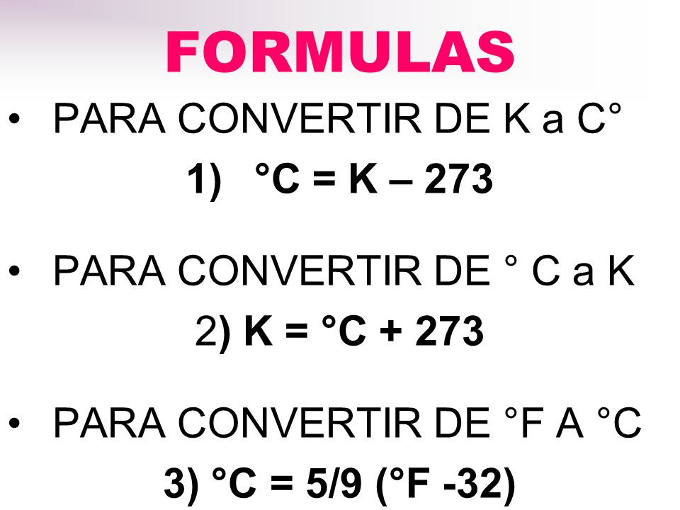 Formulas De Conversion De Temperatura