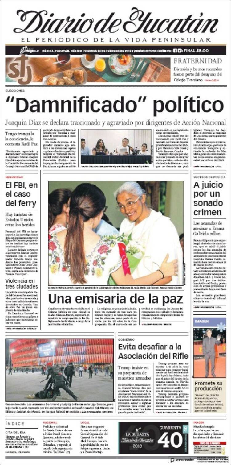 Portada de Diario de Yucatán (México)