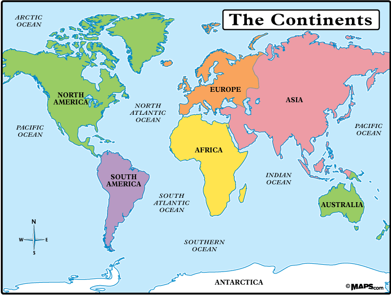 Map Of The World With Continents - Direct Map