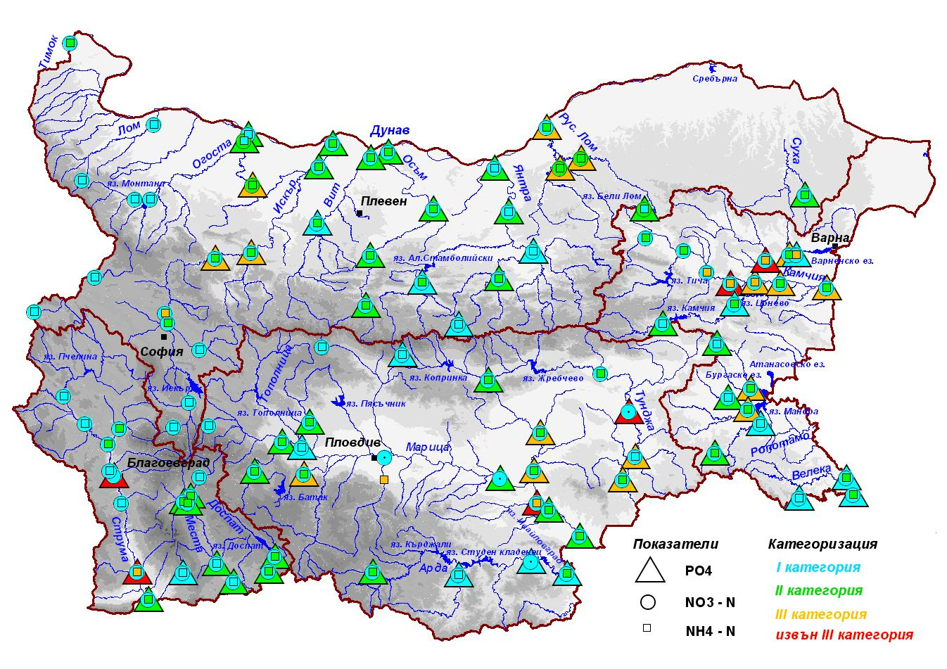 карта на реките в българия