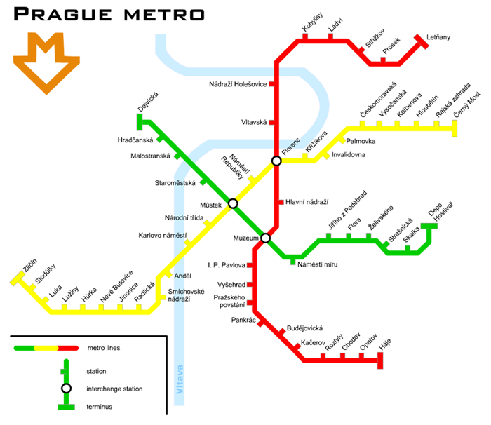 Map in english prague subway
