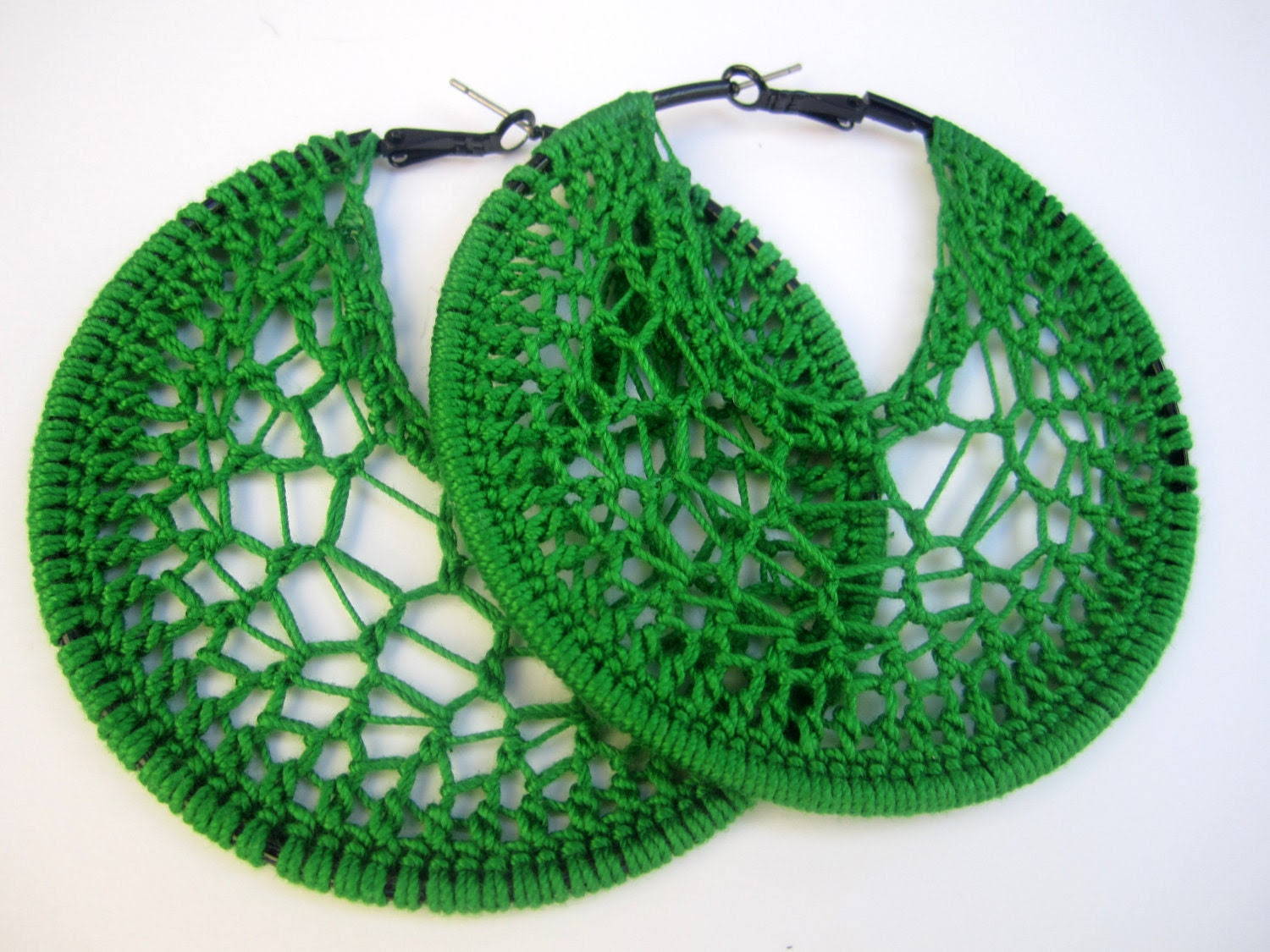 Green Crochet earrings - jamiesondesigns Green Crochet earrings - jamiesondesigns