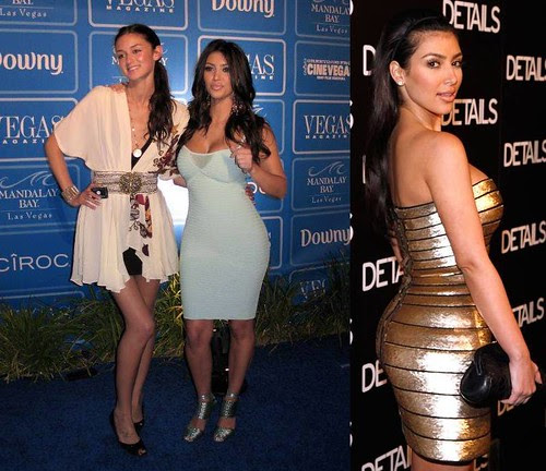 Kim-Kardashian-vestido-ceñido-brillante
