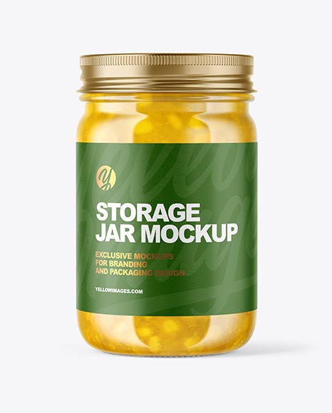Download Download Ghee Glass Storage Jar Mockup Psd Clear Glass Jar With Pineapple Jam Mockup In Jar Mockups On Yellow A Collection Of Free Premium Photoshop Smart Object Showcase PSD Mockup Templates