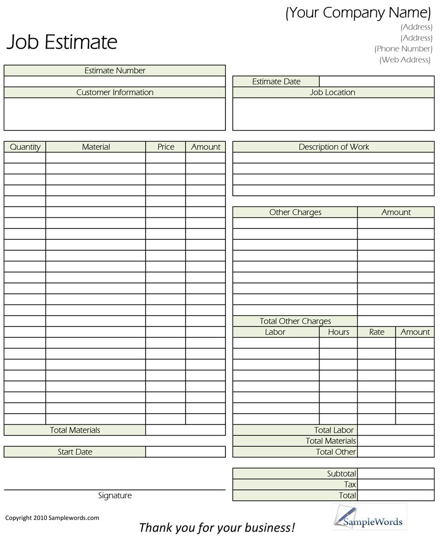 Job Estimate Template Excel from lh4.googleusercontent.com