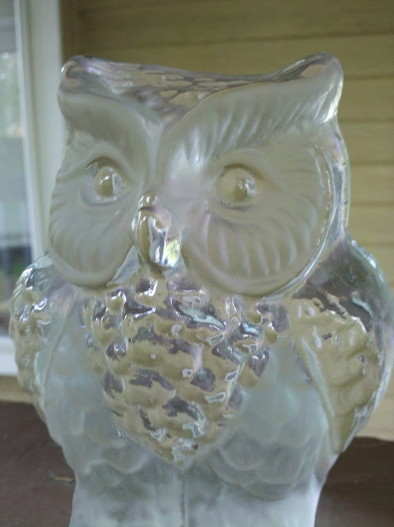 Glass Owl Viking Figurine
