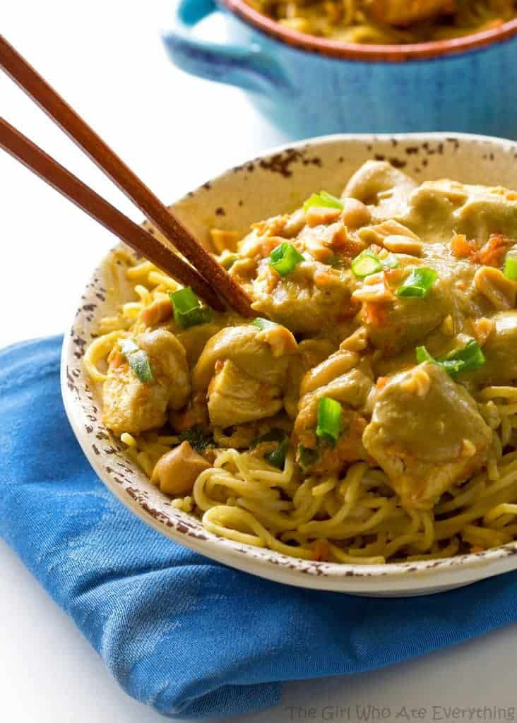 All things Coconut - 25 Yummy Coconut Recipes you need to try - Ioanna's Notebook Thai Coconut Peanut Chicken - a Thai inspired chicken dish served over pasta. the-girl-who-ate-everything.com
