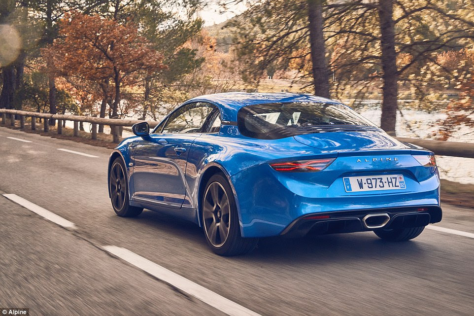 The mid-engined, rear-wheel drive Alpine A110 has a 1.8-litre 4-cylinder turbocharged petrol engine developing 252hp
